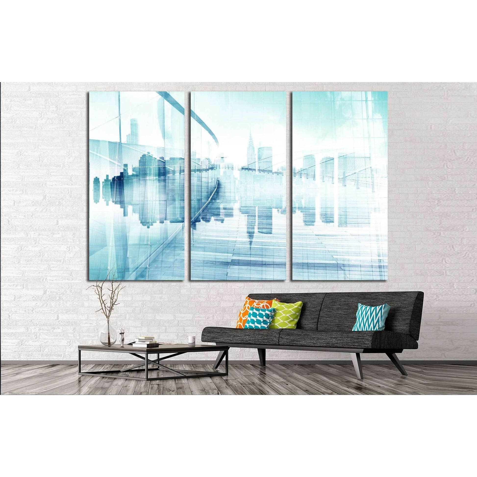 Abstract View of Urban Scene and Skyscrapers №2545 Ready to Hang Canvas PrintCanvas art arrives ready to hang, with hanging accessories included and no additional framing required. Every canvas print is hand-crafted, made on-demand at our workshop and exp