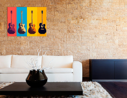 Acoustic Guitars in Pop Art Style - Canvas Print - Artoholica Ready to Hang Canvas Print