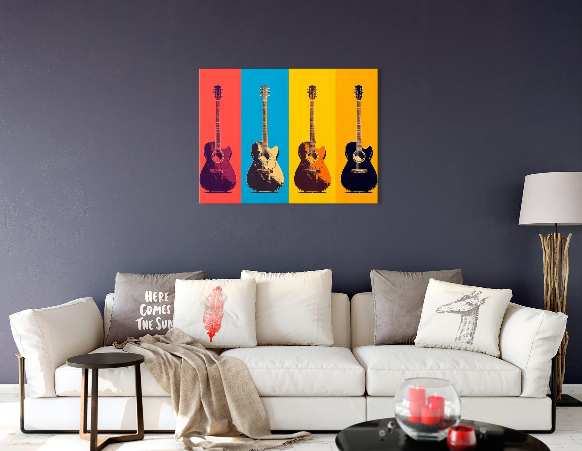 Acoustic Guitars in Pop Art Style - Canvas Print - Artoholica Ready to Hang Canvas Print