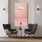Blush Pink Cloud Wall Art - Minimalist Surreal Print Over the Bed Decor, Peach Abstract Artwork for Bedroom, Dreamy Above Bed Cloud Wall Art