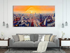 Warsaw Cityscape Canvas Print Warsaw Skyline Modern Wall Art Sunset Panorama of Warsaw Print Mennica Legacy Tower Large Poliand City Decor