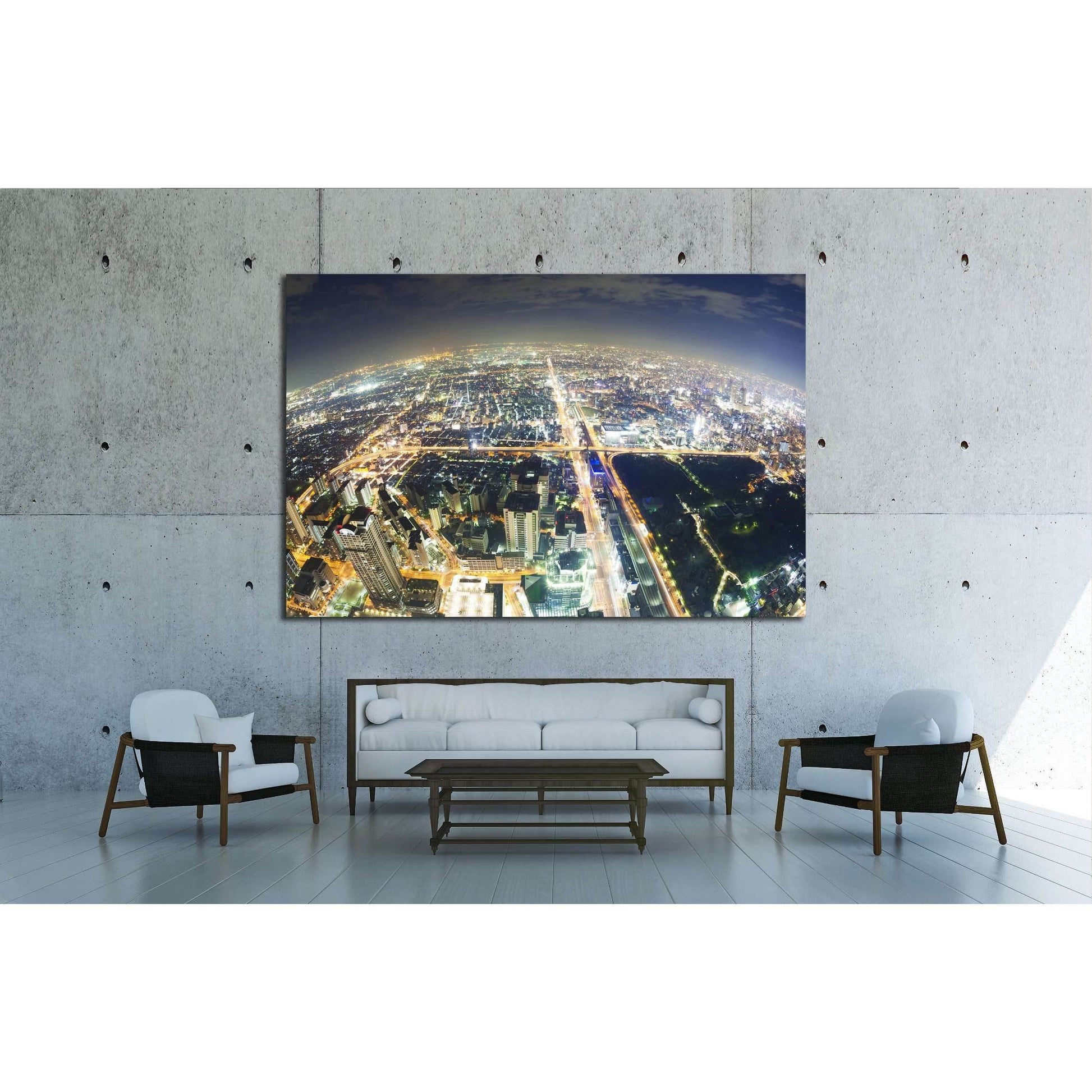 Aerial fisheye view of buildings in Osaka in Japan at night №2658 Ready to Hang Canvas PrintCanvas art arrives ready to hang, with hanging accessories included and no additional framing required. Every canvas print is hand-crafted, made on-demand at our w