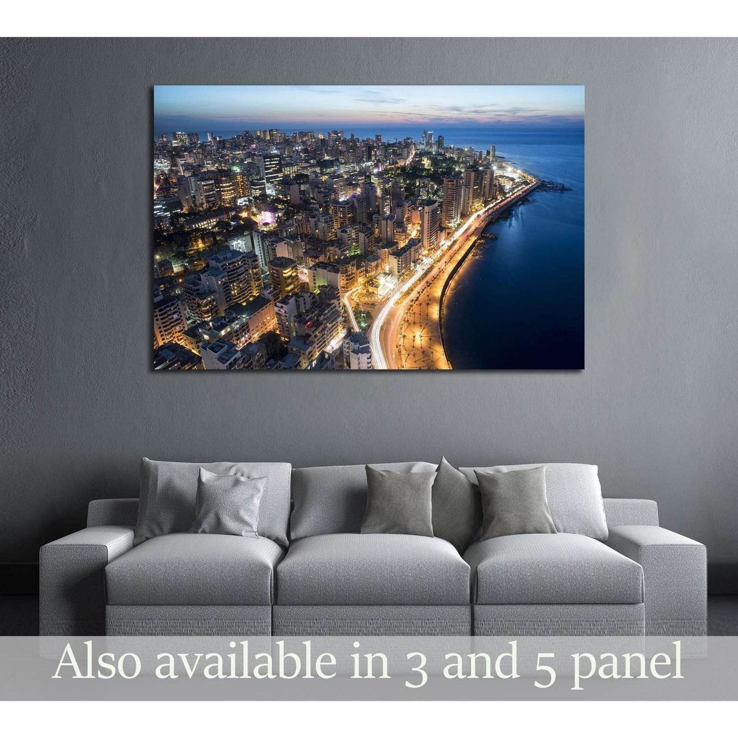 Aerial night shot of Beirut Lebanon , City of Beirut, Beirut city scape №2960 Ready to Hang Canvas PrintCanvas art arrives ready to hang, with hanging accessories included and no additional framing required. Every canvas print is hand-crafted, made on-dem