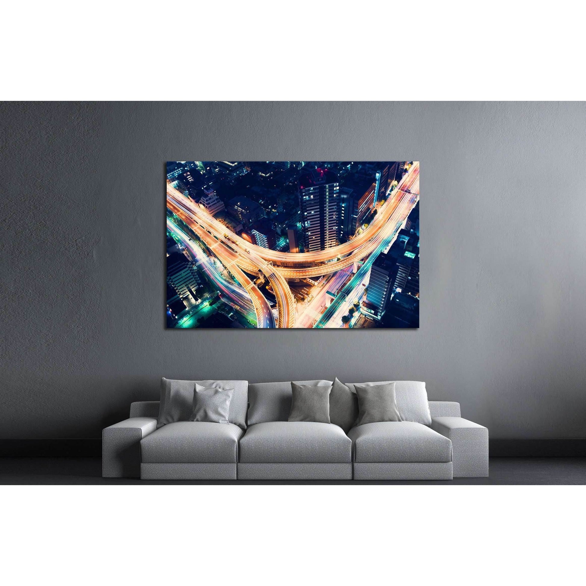 Aerial view of a massive highway intersection at night in Shinjuku, Tokyo, Japan №2181 Ready to Hang Canvas PrintCanvas art arrives ready to hang, with hanging accessories included and no additional framing required. Every canvas print is hand-crafted, ma