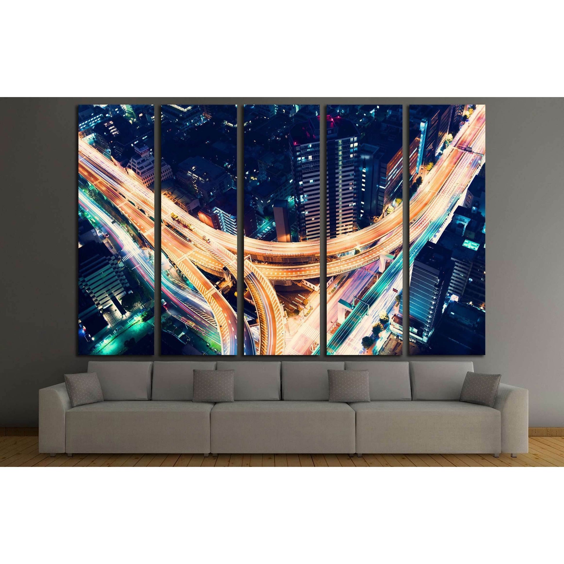 Aerial view of a massive highway intersection at night in Shinjuku, Tokyo, Japan №2181 Ready to Hang Canvas PrintCanvas art arrives ready to hang, with hanging accessories included and no additional framing required. Every canvas print is hand-crafted, ma