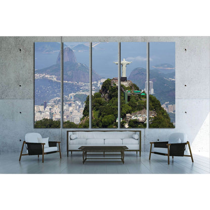 Aerial view of Christ Redeemer and Corcovado Mountain №1629 Ready to Hang Canvas PrintCanvas art arrives ready to hang, with hanging accessories included and no additional framing required. Every canvas print is hand-crafted, made on-demand at our worksho