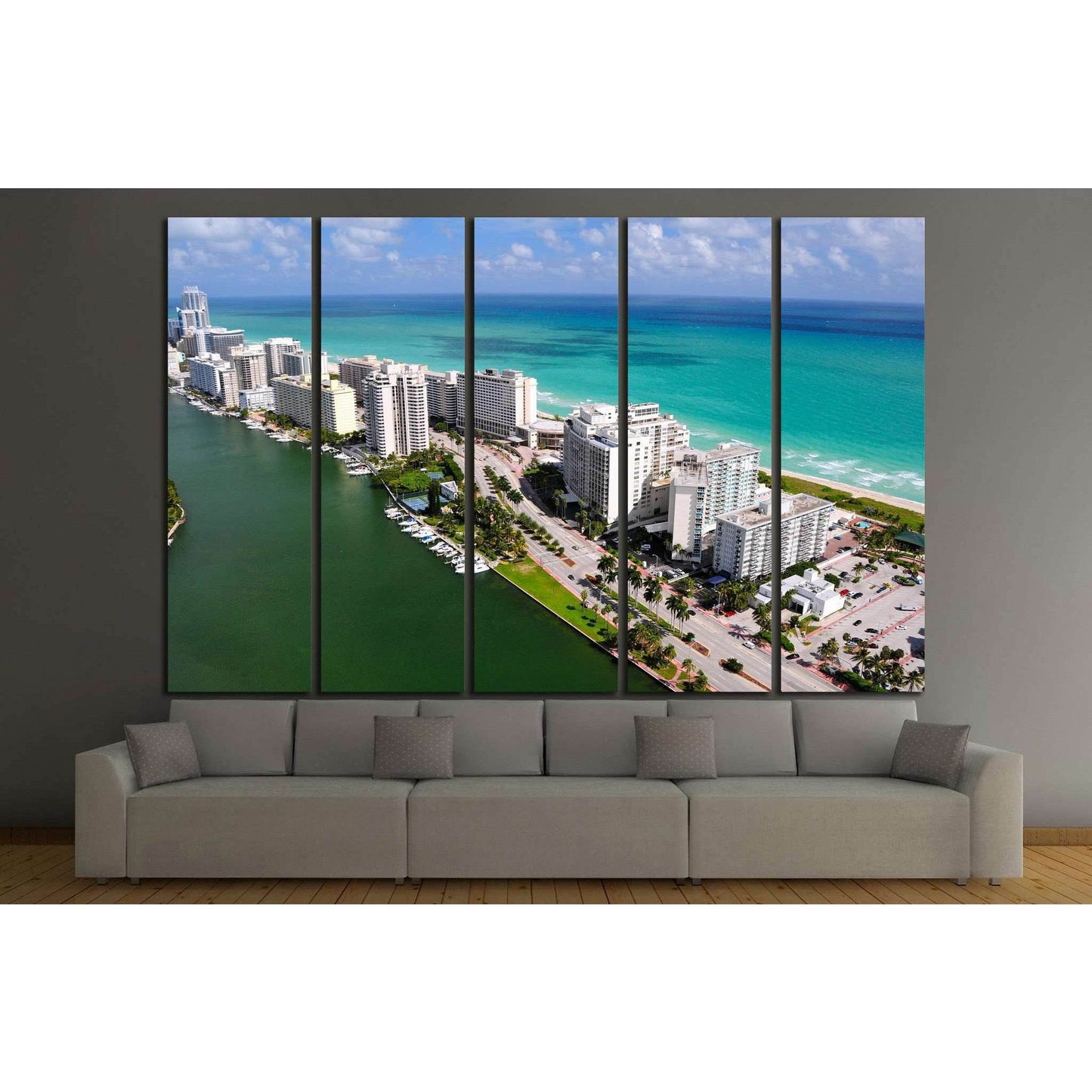 Aerial view of Miami South Beach, Florida, USA №1203 Ready to Hang Canvas PrintCanvas art arrives ready to hang, with hanging accessories included and no additional framing required. Every canvas print is hand-crafted, made on-demand at our workshop and e