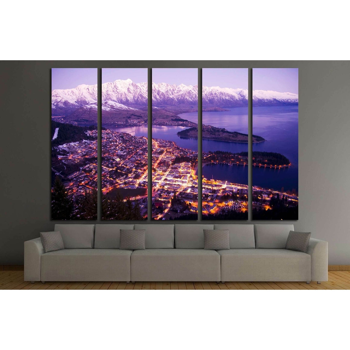 Aerial View of Queenstown with City Lights, New Zealand №2269 Ready to Hang Canvas PrintCanvas art arrives ready to hang, with hanging accessories included and no additional framing required. Every canvas print is hand-crafted, made on-demand at our works