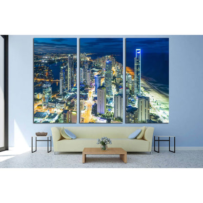 Aerial view of skyline with light trail at Gold Coast, Australia at night №2971 Ready to Hang Canvas PrintCanvas art arrives ready to hang, with hanging accessories included and no additional framing required. Every canvas print is hand-crafted, made on-d