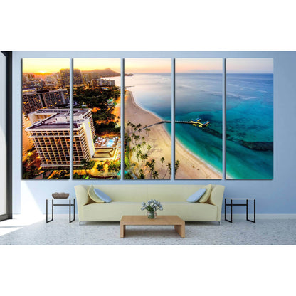 Aerial View of Sunrise at Waikiki Beach №1717 Ready to Hang Canvas PrintCanvas art arrives ready to hang, with hanging accessories included and no additional framing required. Every canvas print is hand-crafted, made on-demand at our workshop and expertly