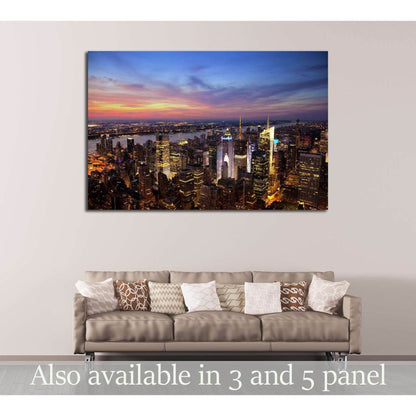 Aerial view of the New York City skyline at sunset №2651 Ready to Hang Canvas PrintCanvas art arrives ready to hang, with hanging accessories included and no additional framing required. Every canvas print is hand-crafted, made on-demand at our workshop a