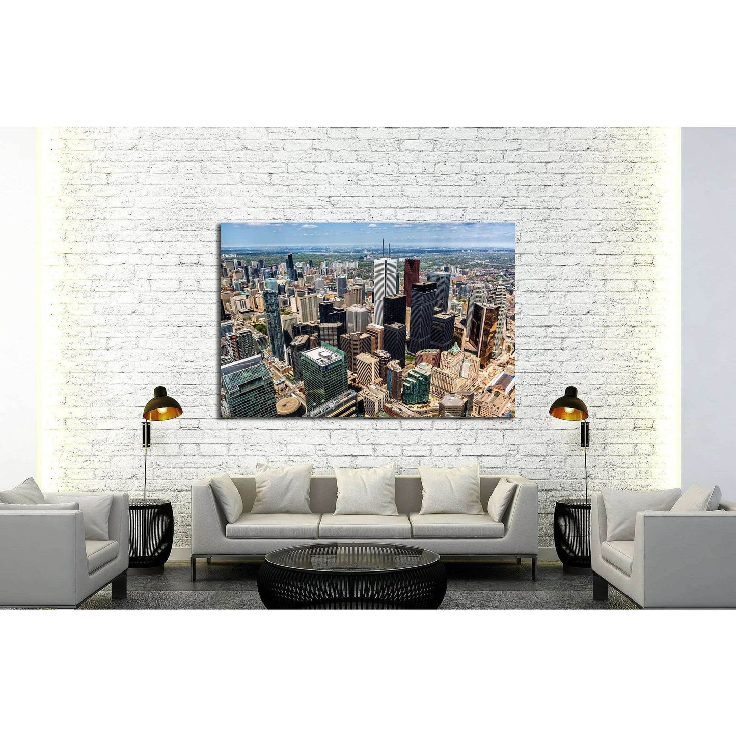 Aerial view of the Toronto skyline №2045 Ready to Hang Canvas PrintCanvas art arrives ready to hang, with hanging accessories included and no additional framing required. Every canvas print is hand-crafted, made on-demand at our workshop and expertly stre