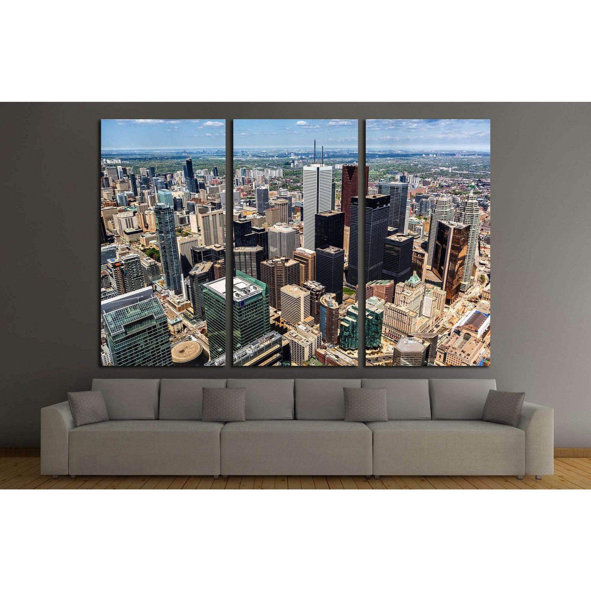 Aerial view of the Toronto skyline №2045 Ready to Hang Canvas PrintCanvas art arrives ready to hang, with hanging accessories included and no additional framing required. Every canvas print is hand-crafted, made on-demand at our workshop and expertly stre