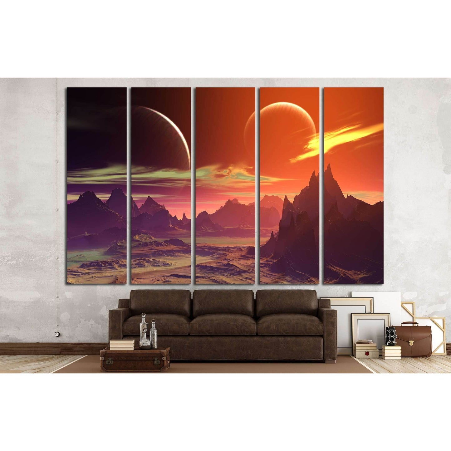 Alien Planet - 3D Rendered Computer Artwork. Rocks and moon №2933 Ready to Hang Canvas PrintCanvas art arrives ready to hang, with hanging accessories included and no additional framing required. Every canvas print is hand-crafted, made on-demand at our w