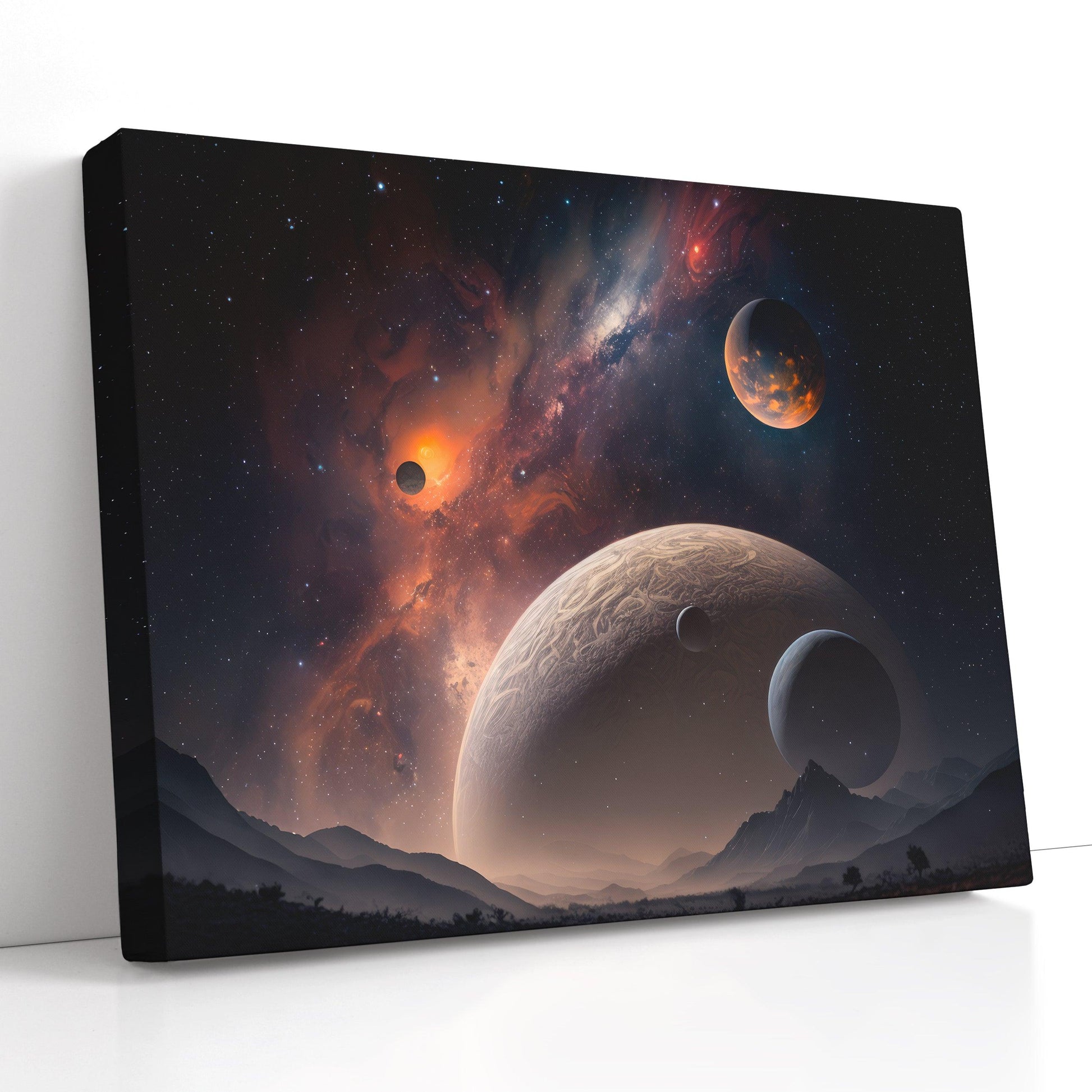 Alien Planets in Deep Space - Canvas Print - Artoholica Ready to Hang Canvas Print