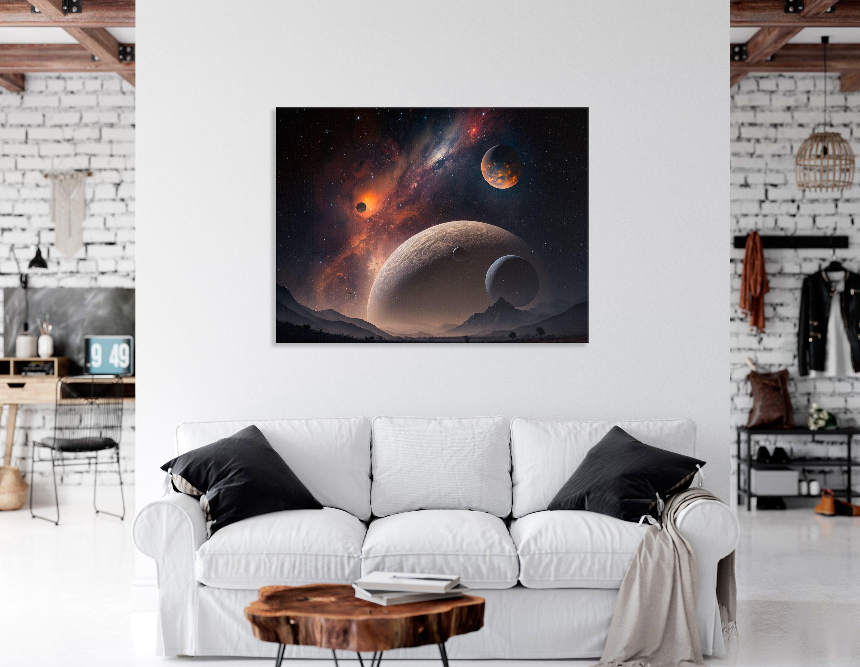 Alien Planets in Deep Space - Canvas Print - Artoholica Ready to Hang Canvas Print