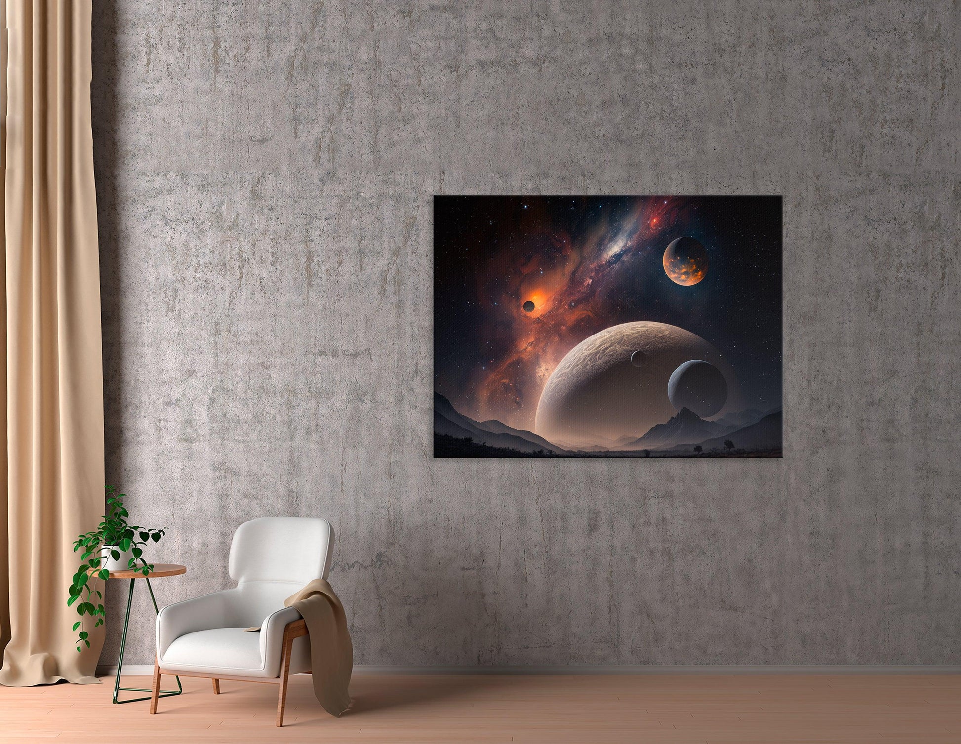 Alien Planets in Deep Space - Canvas Print - Artoholica Ready to Hang Canvas Print