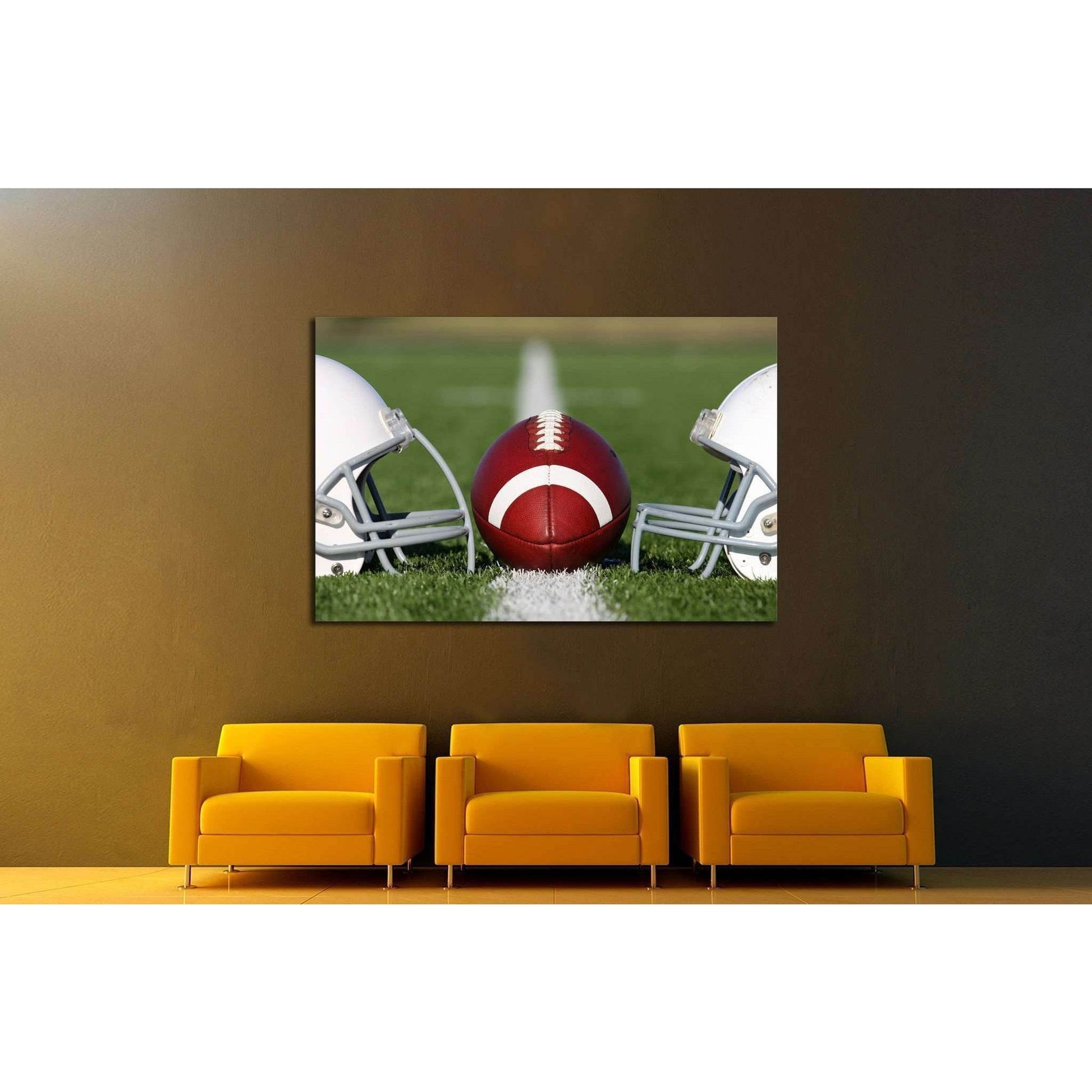 American Football and Helmets on the Field №2117 Ready to Hang Canvas PrintCanvas art arrives ready to hang, with hanging accessories included and no additional framing required. Every canvas print is hand-crafted, made on-demand at our workshop and exper