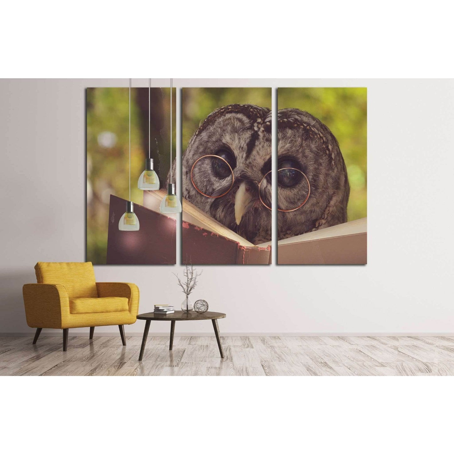 An owl animal with glasses is reading a book in the woods №1849 Ready to Hang Canvas PrintCanvas art arrives ready to hang, with hanging accessories included and no additional framing required. Every canvas print is hand-crafted, made on-demand at our wor