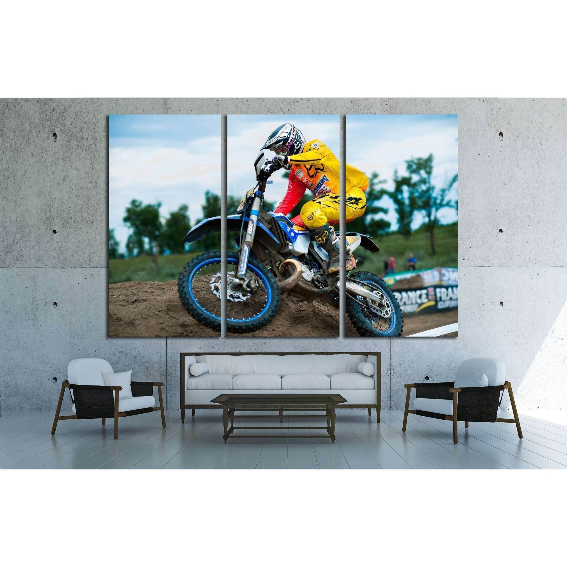 An unidentified rider participates in the World Endurocross Championship №2478 Ready to Hang Canvas PrintCanvas art arrives ready to hang, with hanging accessories included and no additional framing required. Every canvas print is hand-crafted, made on-de