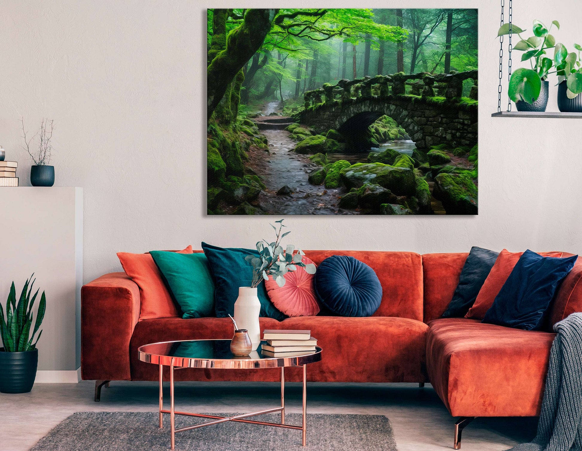 Ancient Stone Bridge in Thick Forest - Canvas Print - Artoholica Ready to Hang Canvas Print