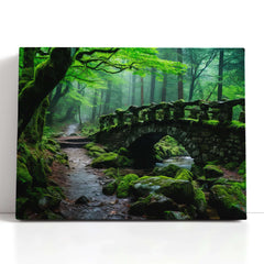 Ancient Stone Bridge in Thick Forest - Canvas Print - Artoholica Ready to Hang Canvas Print