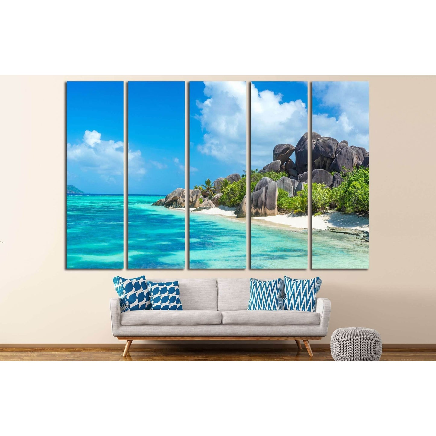 Anse Source d'Argent - granite rocks at beautiful beach on tropical island La Digue in Seychelles №3090 Ready to Hang Canvas PrintCanvas art arrives ready to hang, with hanging accessories included and no additional framing required. Every canvas print is