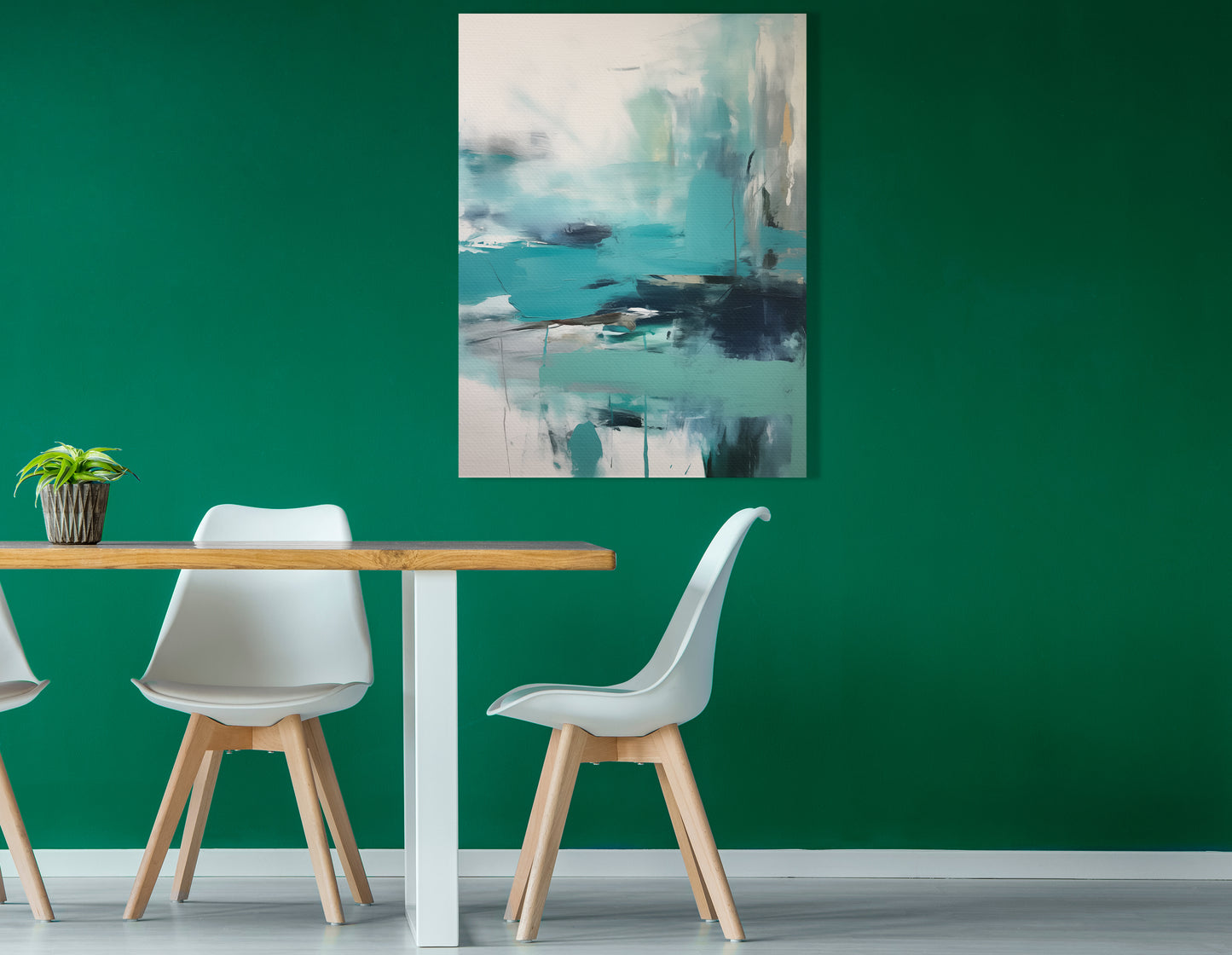 Aqua and Teal Tides Abstract Coastal - Canvas Print - Artoholica Ready to Hang Canvas Print