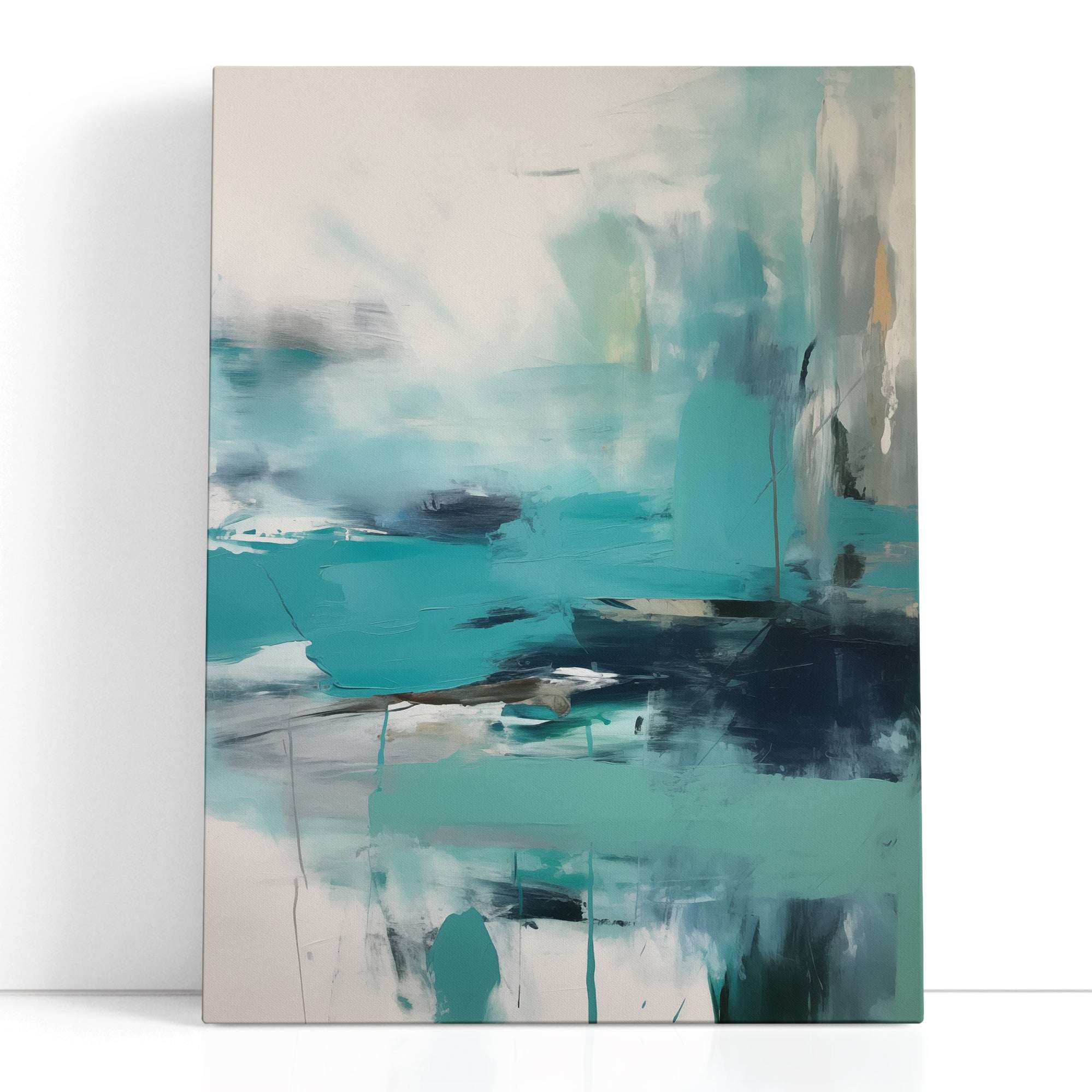 Aqua and Teal Tides Abstract Coastal - Canvas Print - Artoholica Ready to Hang Canvas Print