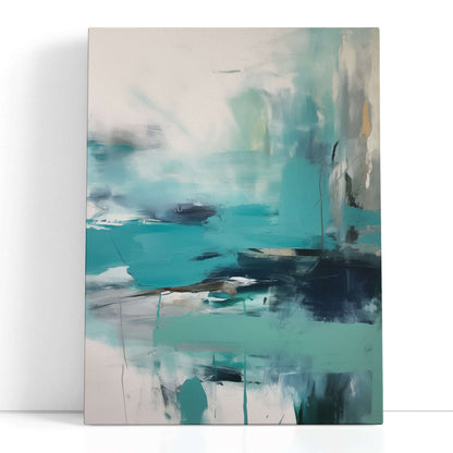 Aqua and Teal Tides Abstract Coastal - Canvas Print - Artoholica Ready to Hang Canvas Print