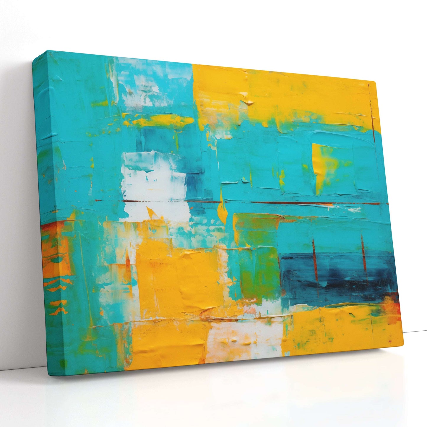 Aquamarine and Canary Yellow Vibrant - Canvas Print - Artoholica Ready to Hang Canvas Print