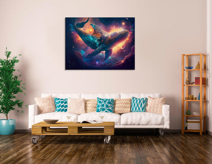 Astro Whale in the Open Space - Canvas Print - Artoholica Ready to Hang Canvas Print