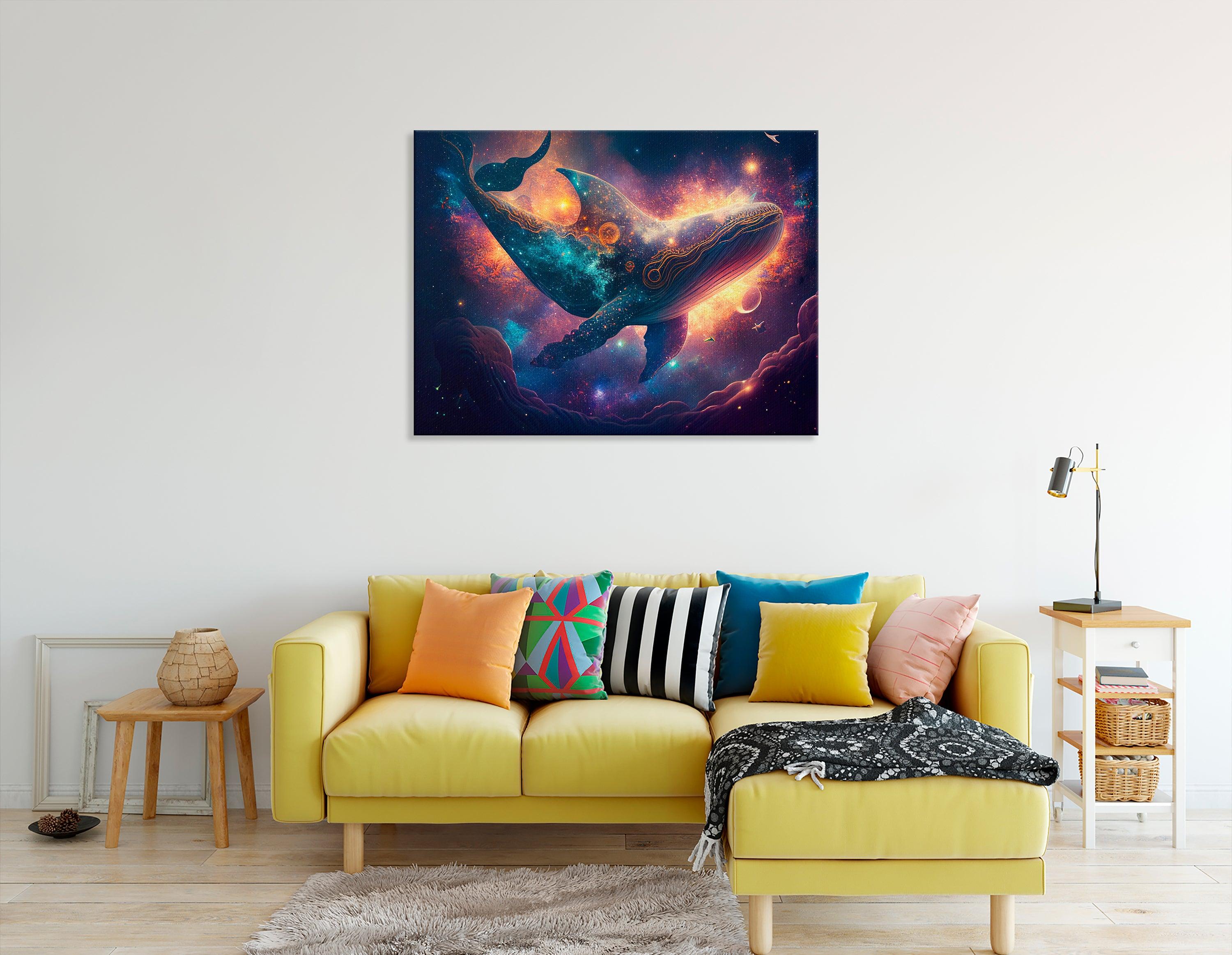 Astro Whale in the Open Space - Canvas Print - Artoholica Ready to Hang Canvas Print