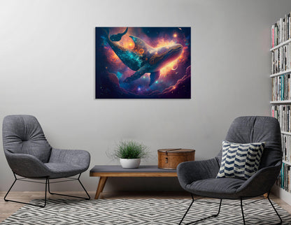 Astro Whale in the Open Space - Canvas Print - Artoholica Ready to Hang Canvas Print