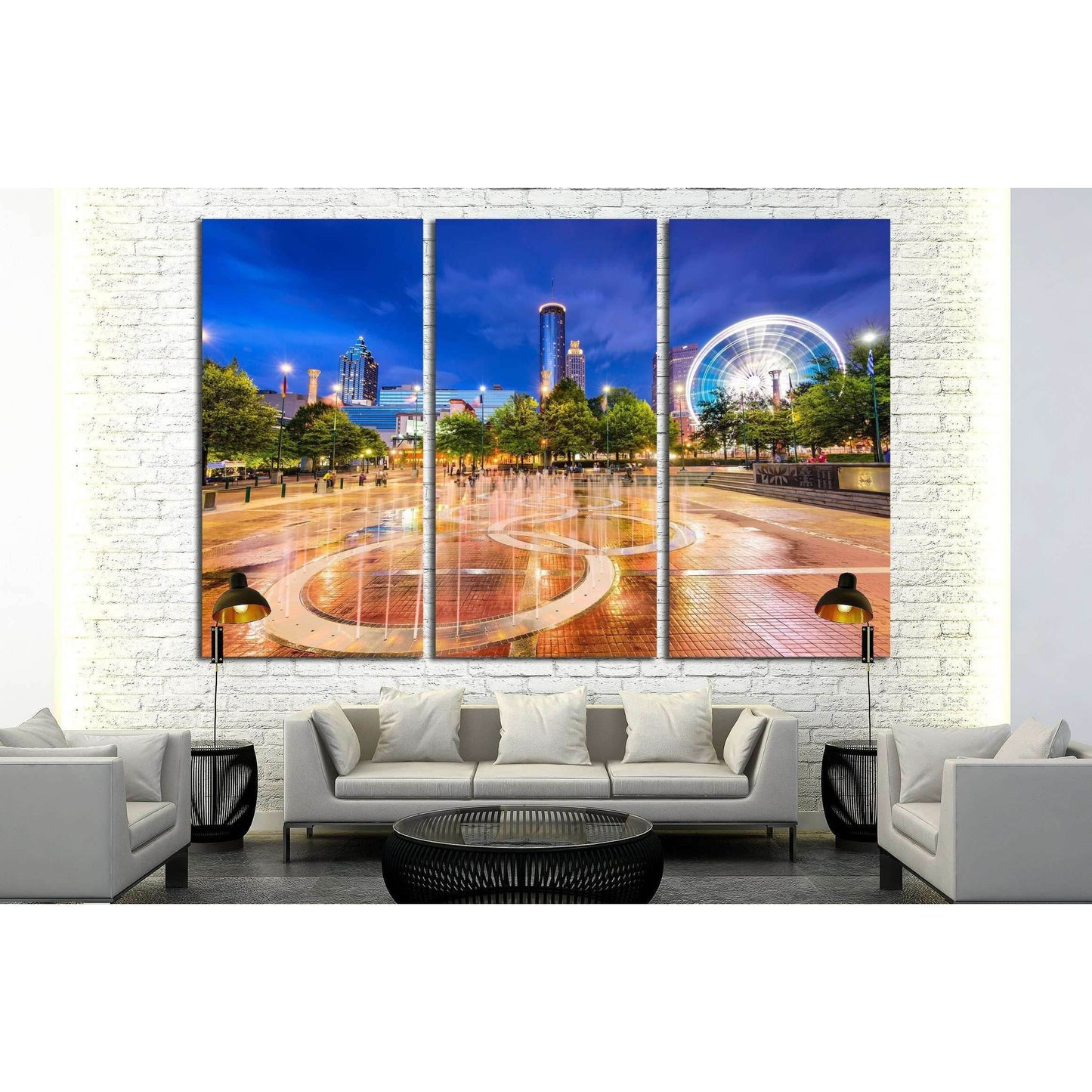 ATLANTA, GEORGIA, Centennial Olympic Park's landmark fountains №2321 Ready to Hang Canvas PrintCanvas art arrives ready to hang, with hanging accessories included and no additional framing required. Every canvas print is hand-crafted, made on-demand at ou