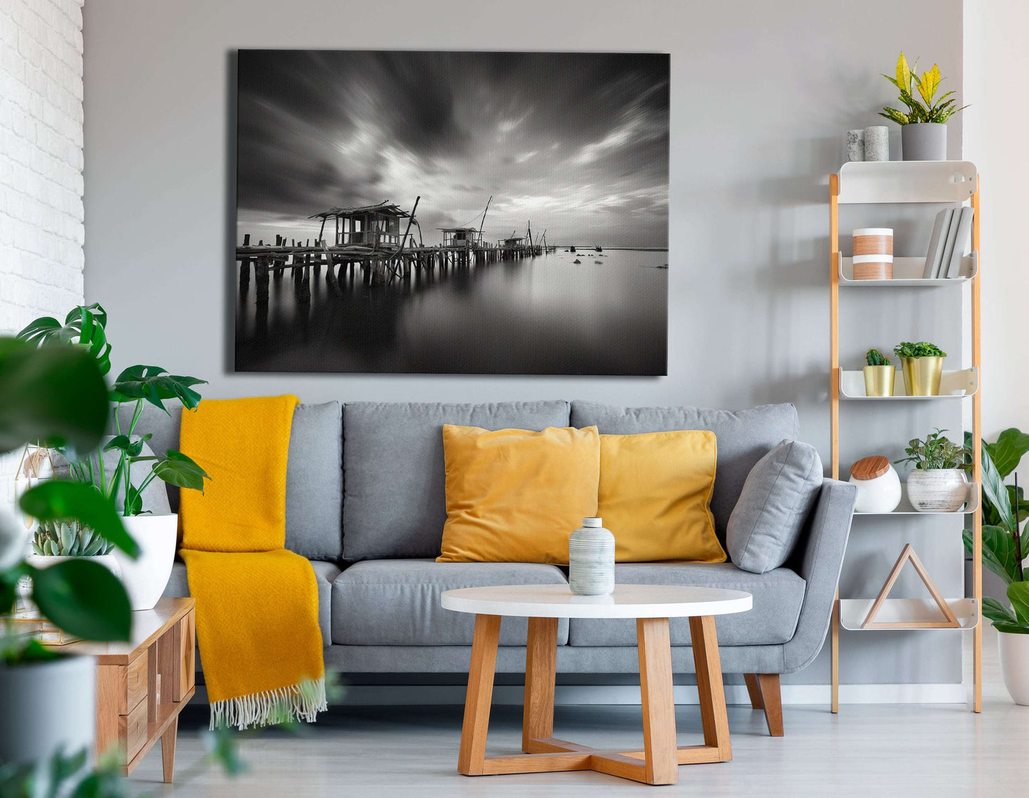 Atmospheric Sky over an Old Wooden Dock - Canvas Print - Artoholica Ready to Hang Canvas Print