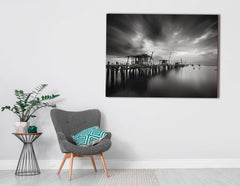 Atmospheric Sky over an Old Wooden Dock - Canvas Print - Artoholica Ready to Hang Canvas Print