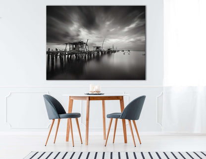 Atmospheric Sky over an Old Wooden Dock - Canvas Print - Artoholica Ready to Hang Canvas Print