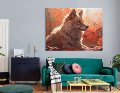 Autumn Hues with Majestic Wolf - Canvas Print - Artoholica Ready to Hang Canvas Print