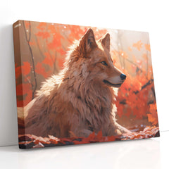 Autumn Hues with Majestic Wolf - Canvas Print - Artoholica Ready to Hang Canvas Print