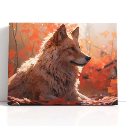 Autumn Hues with Majestic Wolf - Canvas Print - Artoholica Ready to Hang Canvas Print