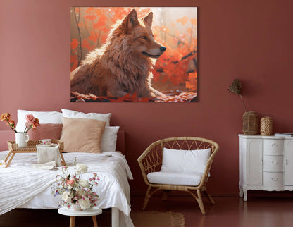 Autumn Hues with Majestic Wolf - Canvas Print - Artoholica Ready to Hang Canvas Print