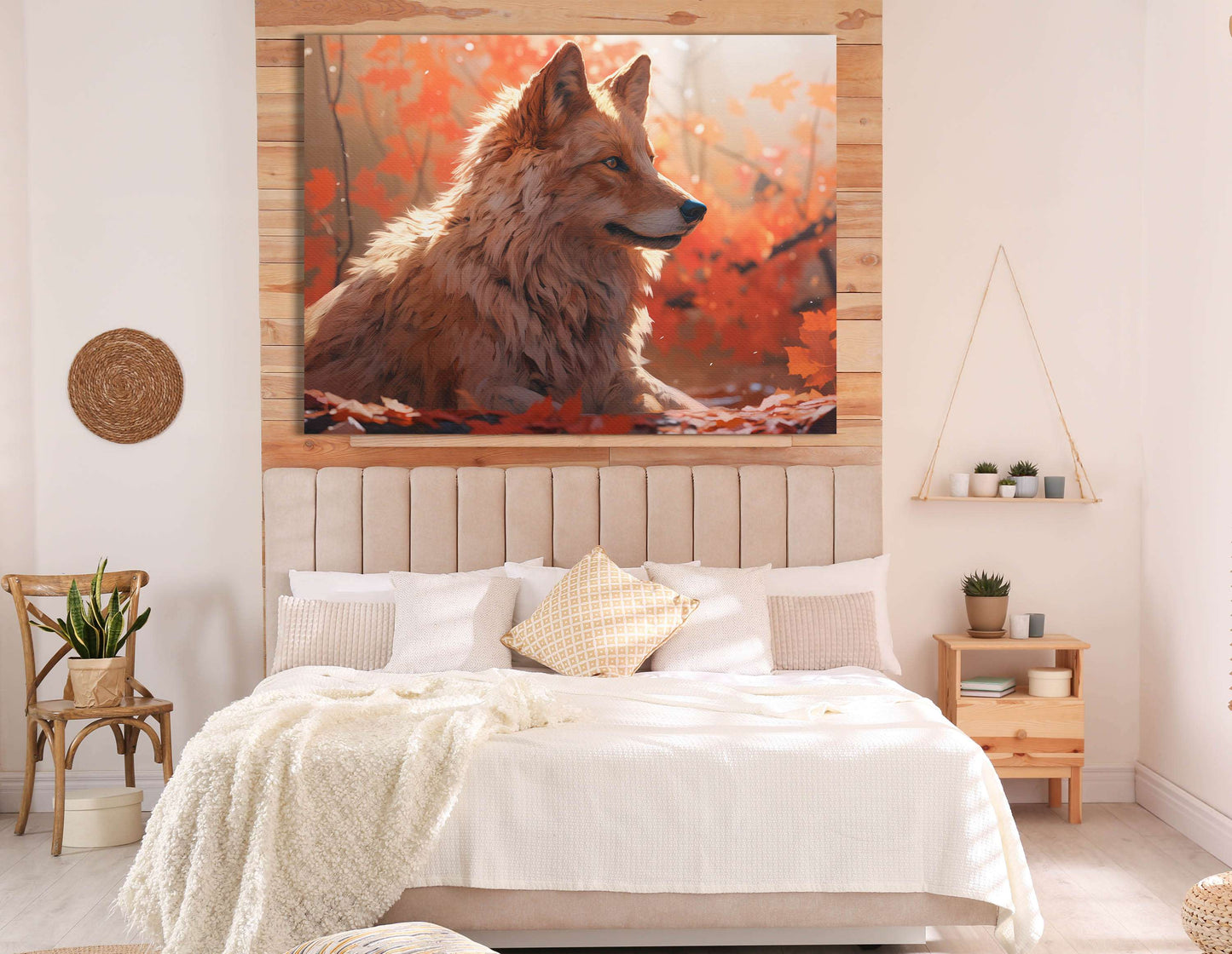 Autumn Hues with Majestic Wolf - Canvas Print - Artoholica Ready to Hang Canvas Print