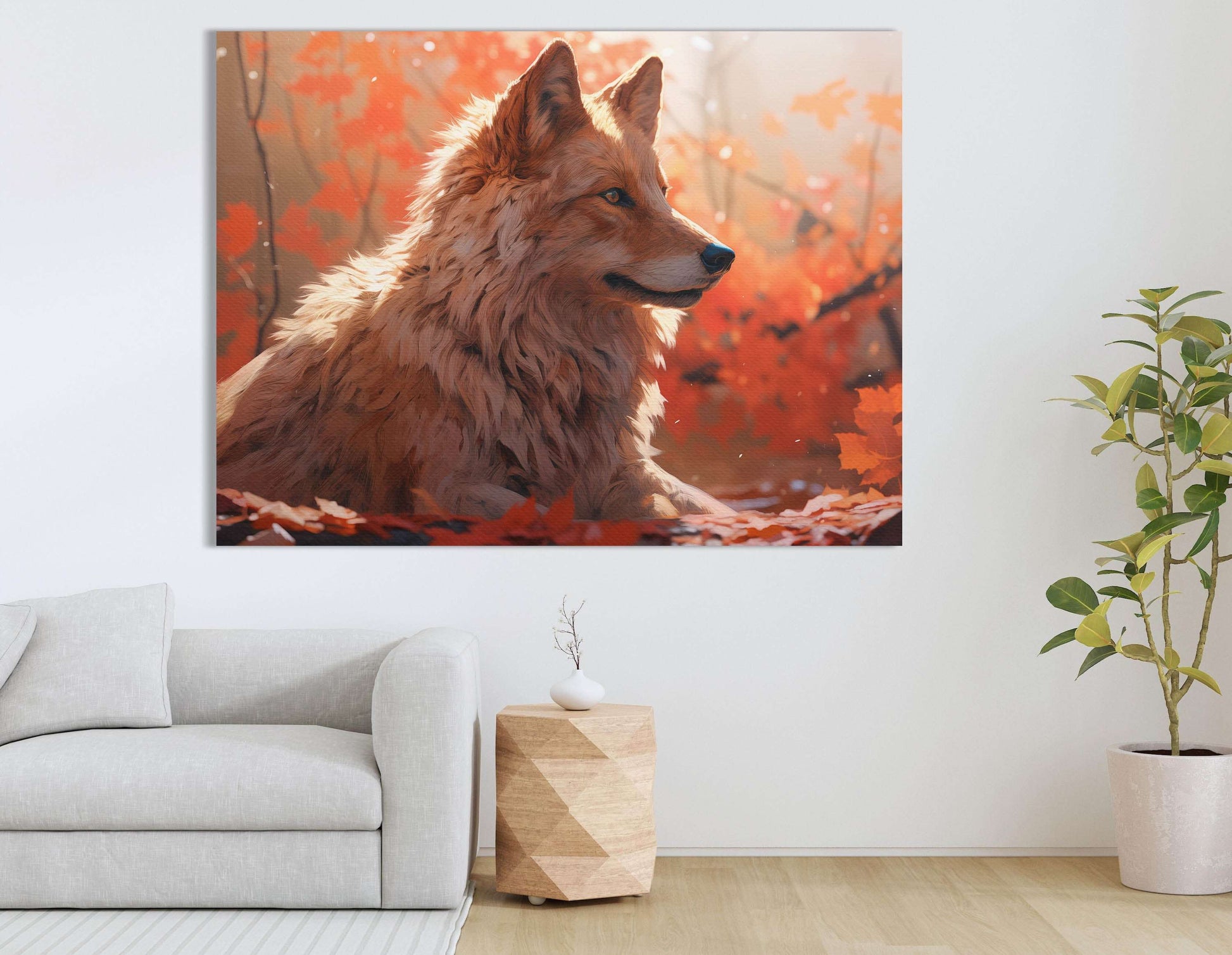 Autumn Hues with Majestic Wolf - Canvas Print - Artoholica Ready to Hang Canvas Print