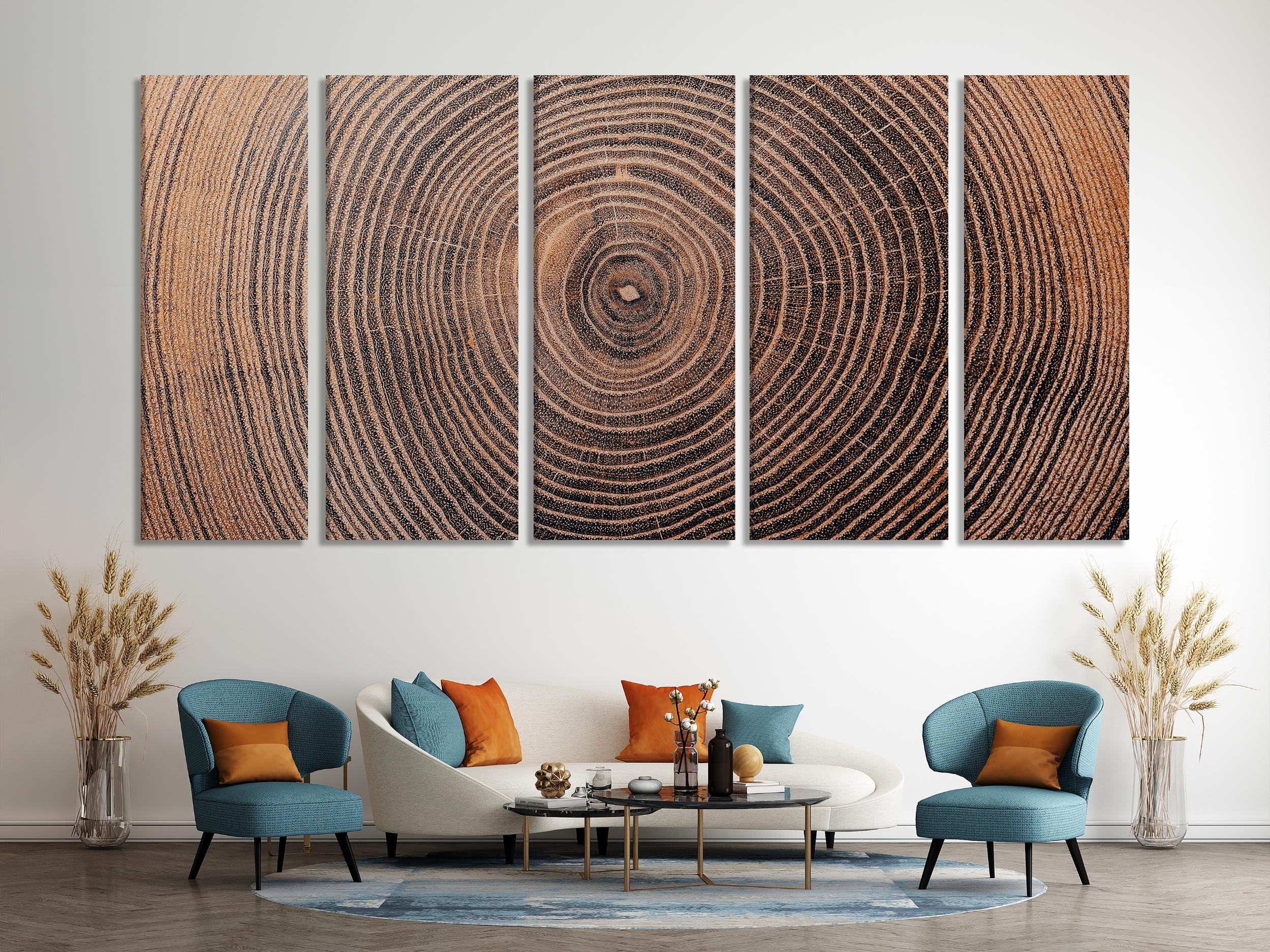 Tree Ring Wall Art – Large Farmhouse Wall Decor Rustic Art Earthy Prints Wood Interior Wall Art for Living Room Decor Cozy Bedroom Art Print