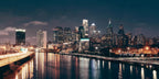 Philadelphia Skyline Canvas Wall Art, Night Cityscape Multi-Panel Print, Urban Downtown Decor, Modern City Lights Art, Large Philly Wall Art
