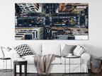 Aerial View of New York City Streets Wall Art - Vibrant Urban Cityscape Canvas Print for Modern Home or Office Decor