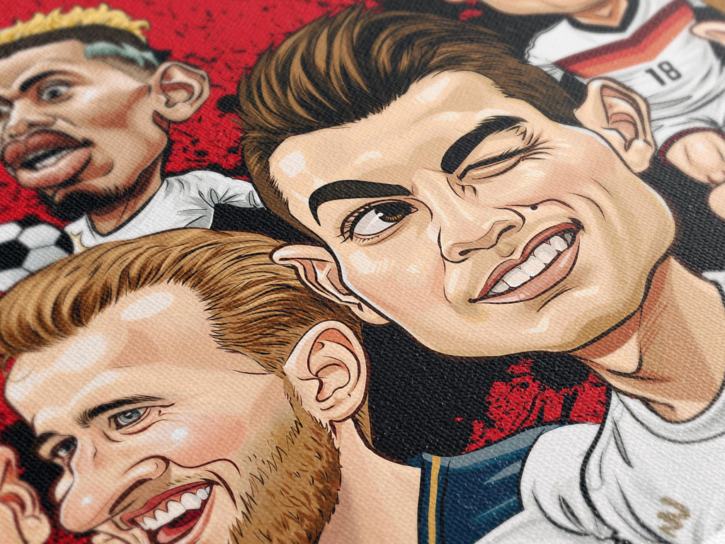 Fußballlegenden, Karikatur, Wandkunst, Fußballstars, Leinwanddruck, einzigartige Fußball-Geschenkidee, Cartoon-Fußball-Wanddekoration, Geschenkidee für Fans