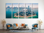 Dubai Skyline Canvas Print, Large Cityscape Wall Art, Aerial View of Bluewaters Island and Ain Dubai, Extra Large Modern Architecture Decor