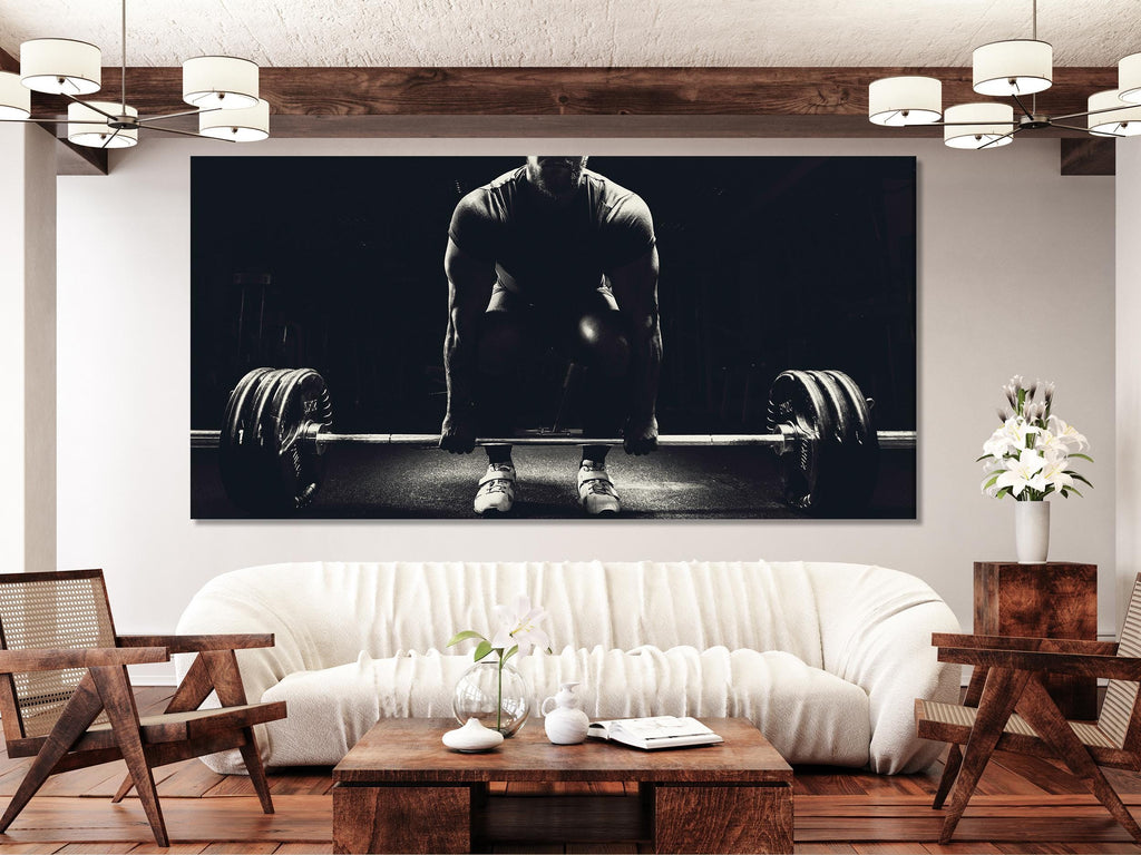 Weightlifting Canvas Print, Large Gym Wall Art, Motivational Fitness Artwork, Modern Strength Training Art Print, Dynamic Wall Decor
